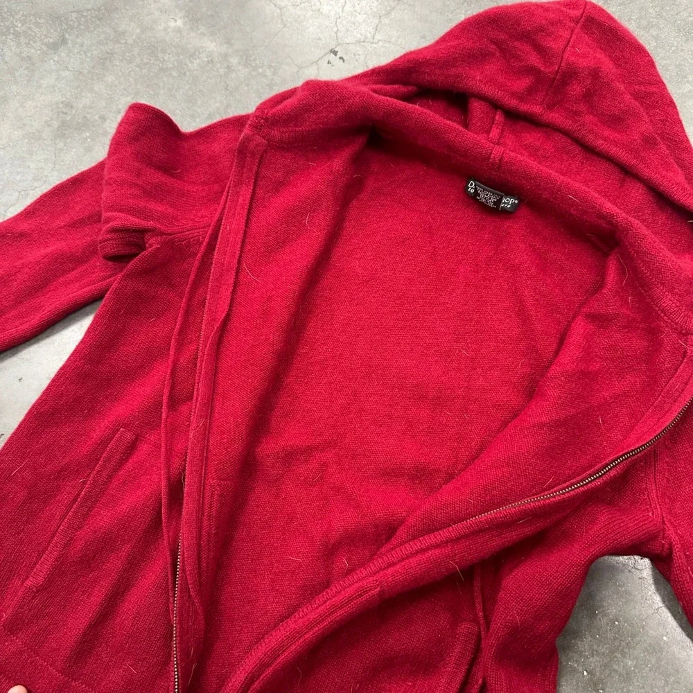 Daniel Bishop Mens Red 100% Cashmere Full Zip Hoodie Sweater Small